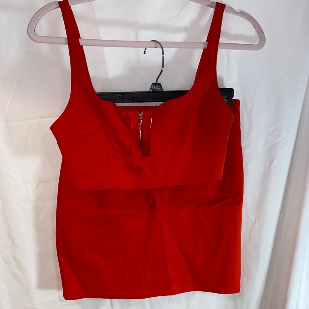 Two piece red top & skirt